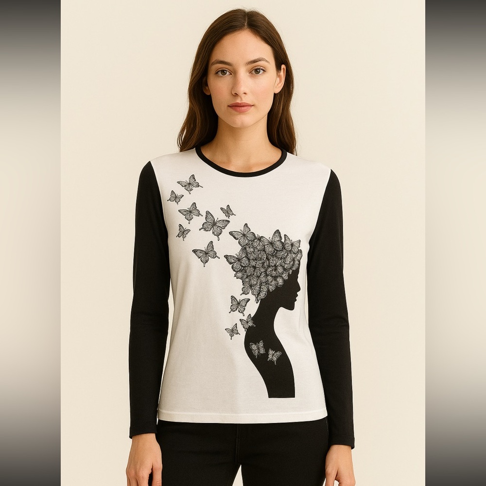 Giorgio Armani Black and White Long Sleeve Tee